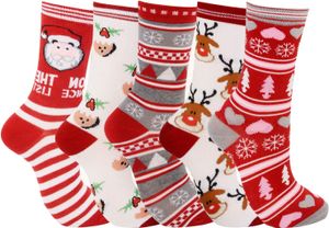 5 Paare Weihnachtssocken, Uni weiche Baumwollsocken/Warm Weihnachten Socken für Männer und Frauen