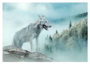 Vlies Fototapete Wolf Tiere Landschaft Wald Winter (368x254 cm - inkl. Kleister) Wohnzimmer Schlafzimmer Modern Vliestapete Tapete Wandtapete