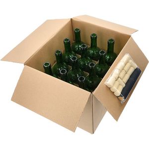12Stk Weinflasche 0,75l mit Korken und Kappen Grün Multipack Glasflasche