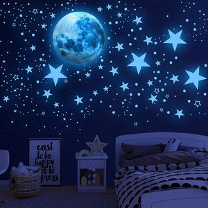 1003 Stücke von Licht Stern selbstklebende Wandaufkleber, Licht Stern Kinder Wandaufkleber, Mond und Stern fluoreszierende Wandaufkleber
