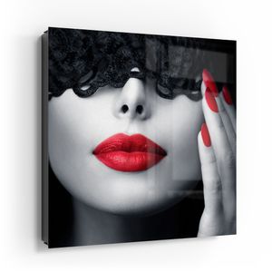 DEQORI Schlüsselkasten Glasfront schwarz links 30x30 cm 'Maskierte Schönheit' Box