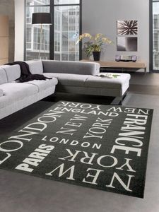 Teppich Sisal Optik Küchenläufer City New York London Paris schwarz weiss Größe - 60x110 cm