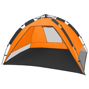 CampFeuer - Automatik Strandmuschel, beach tent, orange/grau