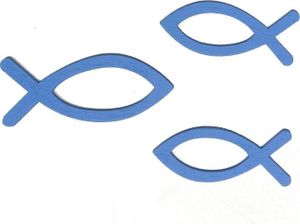 Holzfisch I 60 Stück I blau 2-farbig I 4cm + 5 cm I Streudeko Taufe Kommunion - 0,08 € pro Stück