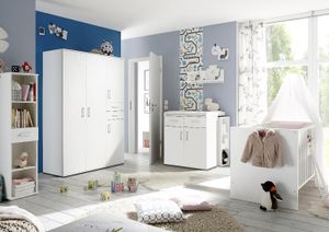 Babyzimmer Bibo Kinderzimmer Set Schrank Bett Kommode Regal in weiß 