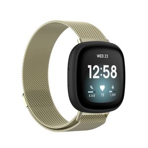 Für Fitbit Versa 4 + 3 / Sense 1+ 2 Magnet Metall Watch Uhr Ersatz Armband O-Gold