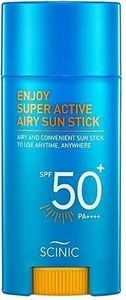 SCINIC Enjoy Super Active Airy Sun Stick SPF50+ PA++++ 0.53oz (15g) | Strong UV Protection Anytime, Anywhere Air-light, Clear Airy Sun Stick | Korean