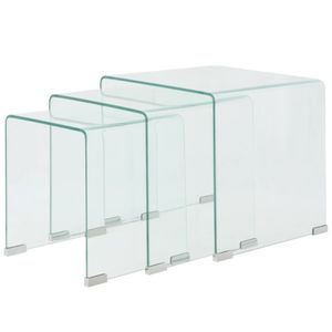 trojdielna súprava stolov z tvrdeného skla vidaXL Transparent
