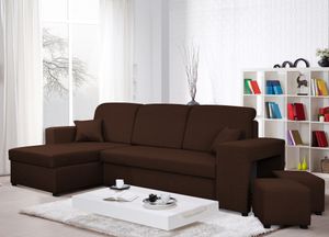 Ecksofa ALEX mit Schlaffunktion und Bettkasten - Couch Sofa L-Form - universal links / rechts - dunkelbraun