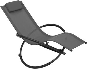 WOLTU Sonnenliege Schwingliege klappbare Relaxliege Liegestuhl, bis 160KG belastbar, atmungsaktiver Textilenbezug, für Garten und Terrasse, Grau