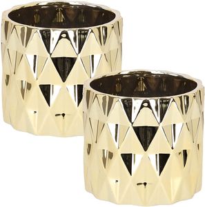 KOTARBAU® 2er Set Keramik Blumentopf Übertopf Glasiert Gold Zylindrische Form