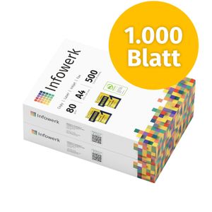 Infowerk Druckerpapier Kopierpapier 1000 Blatt 2 x 500 A4 80g Premium Weiß PEFC