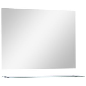 vidaXL Nástenné zrkadlo s poličkou 80 × 60 cm z tvrdeného skla