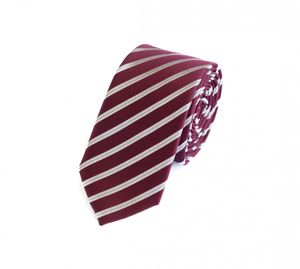 Schlips Krawatte Krawatten Binder 6cm weinrot rot weiß gestreift Fabio Farini