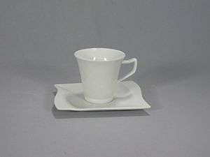 Gerd van Well Harmony Kaffee Untertasse Porzellan weiß eckig 15cm