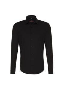 Seidensticker BUSINESS KENT Black Rose Pánská městská košile s dlouhým rukávem Kent Collar Combination Cuff Slim Fit Cotton Poplin Non-iron Black 41