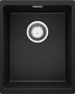Unterbauspüle Schwarz 36 x 47 cm, Granitspüle + Siphon Klassisch, Spülbecken ab 40er Unterschrank, Küchenspüle London 40 von Primagran