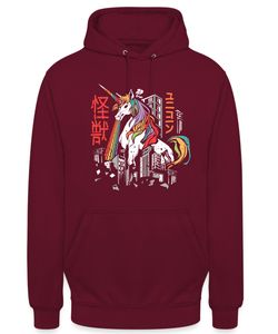Kaiju Einhorn Japanisches Monster Unicorn - Anime Japan Ästhetik Unisex Hoodie, Burgundy, M