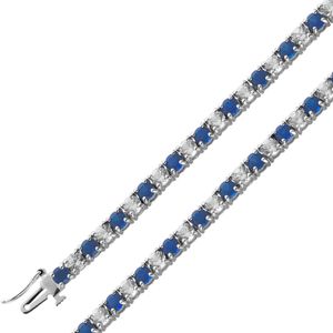 Tennisarmband Armband Silber 925 mit weißen und blauen Saphir Edelsteinen 21