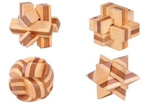 3D-Puzzles Kong Ming Holz für Kinder und Erwachsene Entsperren Spiel klassisches chinesisches  Intelligenzspielzeug 4 Stück