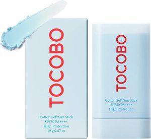 TOCOBO Baumwolle Soft Sun Stick SPF50+ PA++++ , Natürlicher Schutz & mattes Finish für jede Haut - Reisegröße , Baumwollextrakt, enthält Kurkuma, hoher UVA- und UVB-Schutz