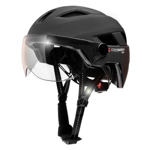 E-bike Helm für Erwachsene| Schwarz mit Visier|Crazy Safety |EN1078