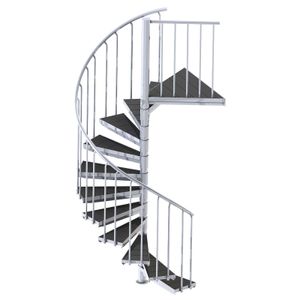 Spindeltreppe Ø 160 cm | Höhen: 216-276 cm | Premium Ausstattung | WPC-Stufe