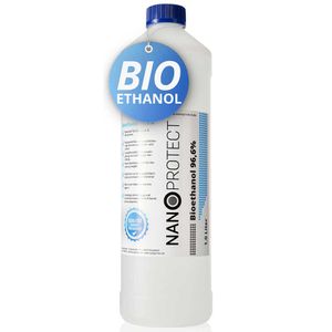 Nanoprotect Bioethanol 96,6% | 1 Liter | Flüssiger Ethanol Brennstoff für Indoor Kamin und Tischfeuer | Reiner Ethylalkohol als Lösungsmittel | e …