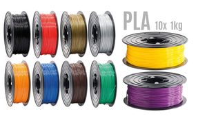 PLA Filament SET 10kg für 3D Drucker von OWL 10x 1kg je 1,75mm Rolle Gesamt 10kg 10 verschiedene Farben