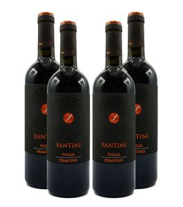Farnese Fantini Puglia Primitivo 4er Set Rotwein aus Italien 4x 0,75L (14% Vol)- [Enthält Sulfite]