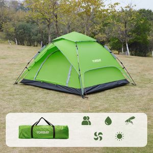 Yorbay Campingzelt Pop Up Zelte für 2-3 Personen, doppelwandig Wasserdicht UV-Schutz Kuppelzelte Wurfzelte für Familie, Trekking, Outdoor