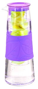 Lila Glaskaraffe Kühlschrankkrug Wasserkrug Saftkaraffe Glaskanne Kanne Deckel 1L