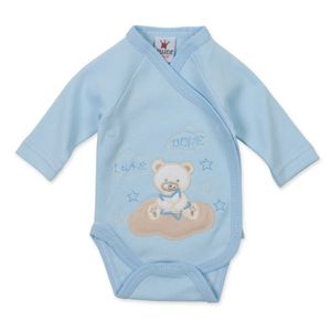 Milarda Baby Body Wickelbody Bär, blau, Gr. 50-62 Größe - 56