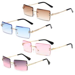 4 Stück Rechteck Randlose Sonnenbrille,Rechteck Retro Durchsichtige Linse Rahmenlose Sonnenbrille für Frauen Männer-Square Rimless Sunglasses,Stil 1
