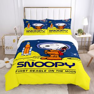 3tlg. Snoopy Mikrofaser bettbezug Kinder Bettwäsche 200 x 200 cm + 2x Kissenbezug 80 x 80 cm T02