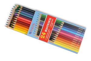 24 Buntstifte Malstift Farbstift lackiert