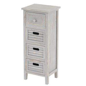 Kommode T18, Schubladenschrank Schrank, 4 Schubladen, 74x30x25cm Shabby-Look Vintage  grau