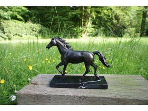 Pferd tolle Figur in Bronze-Optik auf Marmor, Reiter Schreibtisch-Dekoration