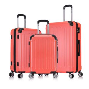 Flexot® F-2045 Kofferset Koffer Reisekoffer Hartschale Handgepäck Bordcase Doppeltragegriff mit Zahlenschloss Gr. M - L - XL Farbe Neon-Orange