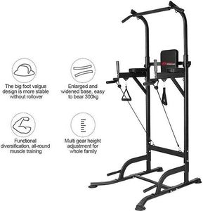 Home Fitness Code Kraftstationen, Multifunktions Kraftstation, Fitnessstation, Multistation, Multistation Set, Höhenverstellbare Dip-Station, Klimmzugstange bis 150 kg, für Heimtraining, X20I00K026