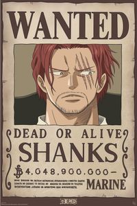 One Piece - Wanted Shanks - Anime Plakat Poster Druck Grösse 61x91,5 cm
