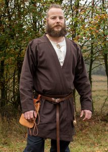 Klappenrock Bjorn, Wikinger-Mantel, braun - Baumwolle Mittelalterkleidung Kostüme Herren LARP Größe: L