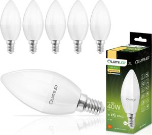 LUMILED B35 E14 LED žárovka 6 kusů sada 5W (nahrazuje 40W) 470 lm svíčka mléčná žárovka tvar svíčky 3000K teplá bílá žárovky 180° žárovky