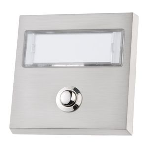 Aufputz Klingeltaster 1-fach aus Echtmetall - Türklingelknopf mit extra großem Namensschild und  LED Hintergrundbeleuchtung