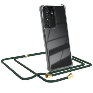 EAZY CASE Handykette kompatibel mit Samsung Galaxy S21 Ultra Kette Handyhülle mit Umhängeband Handykordel Schutzhülle Silikon Grün