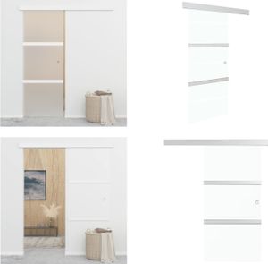 vidaXL Drzwi przesuwne z miękkimi stoperami ESG ze szkła i aluminium 76x205 cm - Szklane drzwi - Szklane drzwi - Drzwi - Drzwi