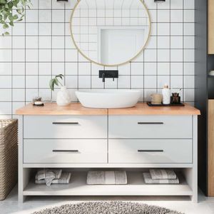Waschtischplatte Hellbraun 160x50x4 cm Massivholz Behandelt