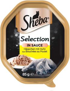 Sheba Selection in Sauce mit Huhn Schale Natürliches und hochwertiges Katzen Nassfutter 22 x 85 g