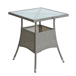 Polyrattan Balkontisch Rattan Tisch Beistelltisch Gartentisch 60 cm Grau-Mix