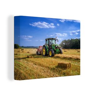 OneMillionCanvasses® - Maľba na plátne - Obraz na plátne Nástenná maľba na plátne - Traktor - farma - seno - pole - slnko - vidiek - 40x30cm -